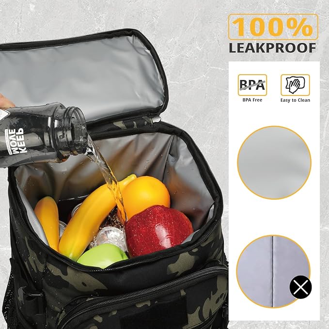 Tactical Backpack Cooler, 25L Cooler Backpack Insulated Leak-Proof, Heavy Duty Large Lunch Backpack, Waterproof Ice Chest Backpack for Men Women Adults Work Daytrip Camping Beach Hiking Accessories