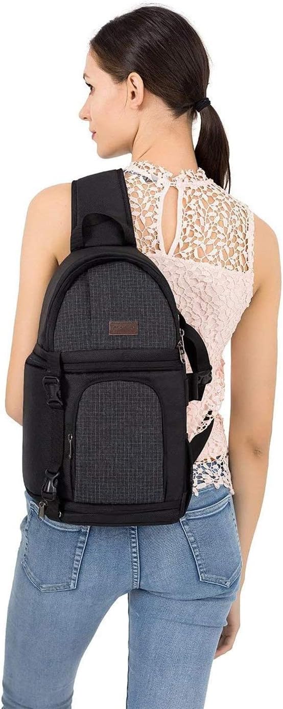 MOSISO Camera Sling Bag, DSLR/SLR/Mirrorless Camera Backpack Case Shockproof Photography Backpack with Tripod Holder & Removable Modular Inserts Compatible with Canon/Nikon/Sony/Fuji