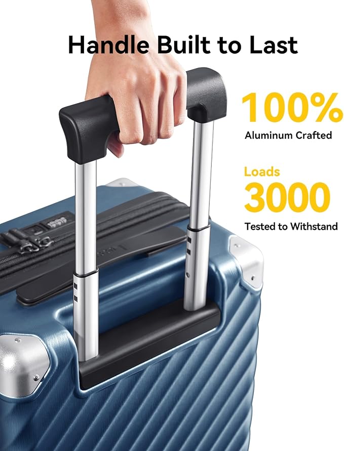 LUGGEX Luggage with Spinner Wheels, Polycarbonate Expandable Hard Shell Suitcase, Carry On 20 Inch, Brown Black