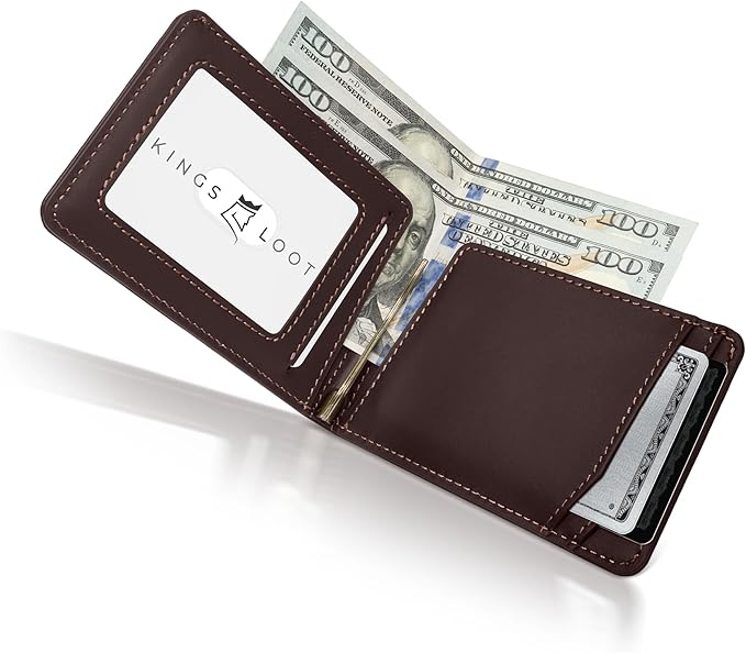 Kings Loot Wallet for Men | Customized Minimalist Slim RFID Blocking Leather Design with Cash Pocket & Card Pull Strap | Holds 1-15 Cards | Stylish & Durable Wallets