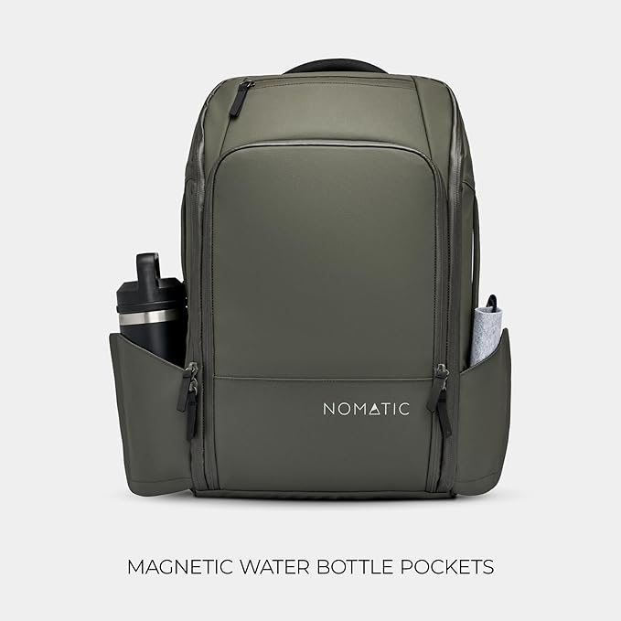 NOMATIC Travel Pack - 20L Water Resistant Laptop Bag - TSA-Ready Expandable Olive Backpack