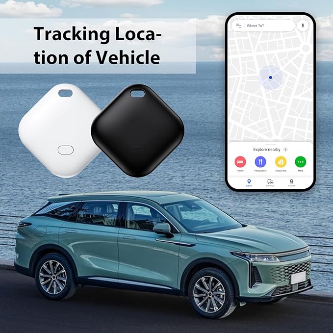 2 Pack GPS Vehicle Tracker, Hidden Vehicle Tracker, No Subscription and Monthly Fees and SIM Card Required, Tracker with Sound, Works with Find My, Suitable for Children, Pets, Vehicles (iOS only)