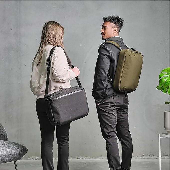 ALPAKA Elements Tech Brief Pro 12L -3-in-1 Recycled Fabric Laptop Briefcase Backpack for 16" Laptop, Anti-Theft Secure with Luggage Pass-Through, Water-Resistant, Fits Tech & Business Essentials,Black