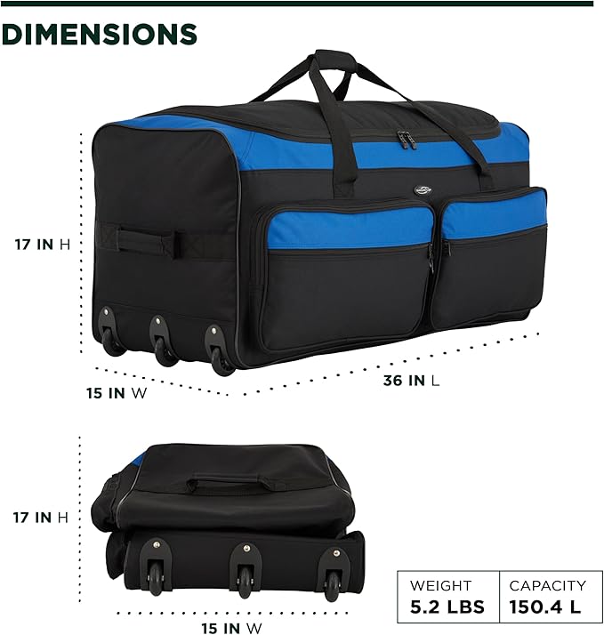 Travelers Club 36" Asgard 3-Wheel Rolling Duffel Bag