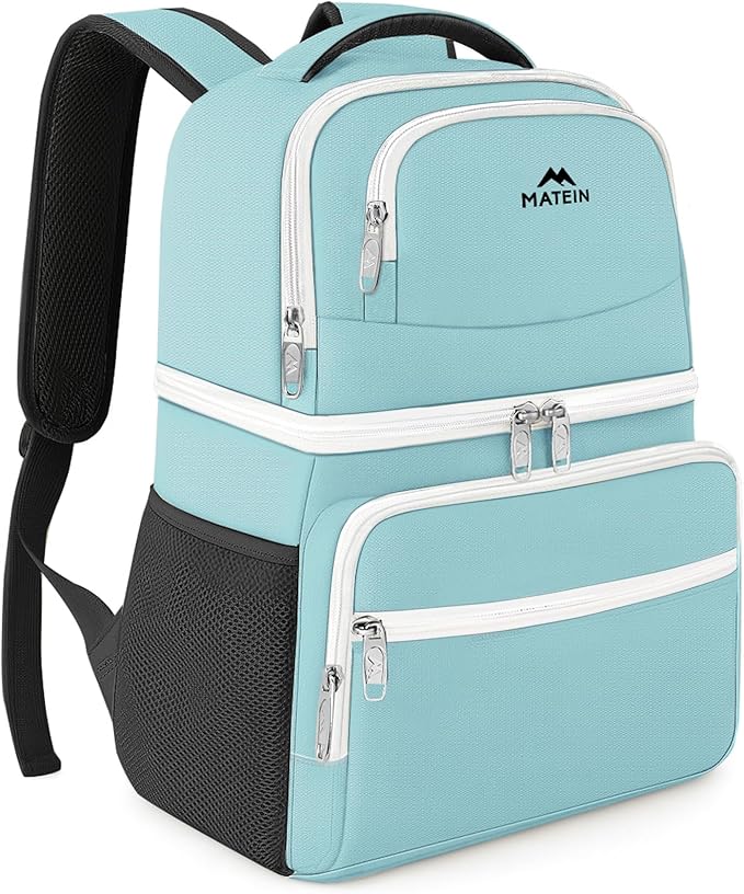 MATEIN Cooler Backpack, 26 Cans Insulated Lunch Backpack for Men Women, Leakproof Double Layer Lunch Cooler Bag Lightweight Soft Lunch Backpack with Cooler Compartment, Beach Camping Hiking Beer Gifts
