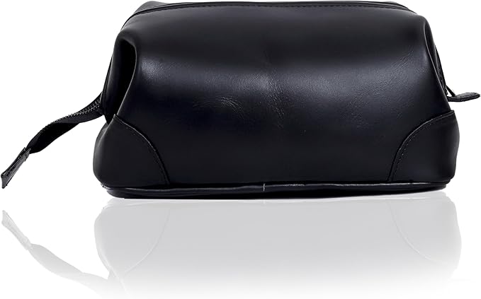 HLC Leather Toiletry Bag for Men Best Gift Premium Genuine Leather Dopp Kit Shaving Kit Organizer Travel Kit Pouch Bag for Men Large Size Black