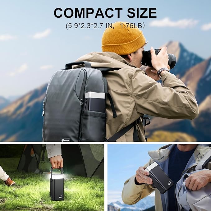 Power Bank 60000mAh 22.5W Fast-Charging Portable Charger with Built-in Cables Portable High Capacity Portable Phone Charger Power Bank for iPhone, Samsung, Galaxy, Travel Camping Outdoor