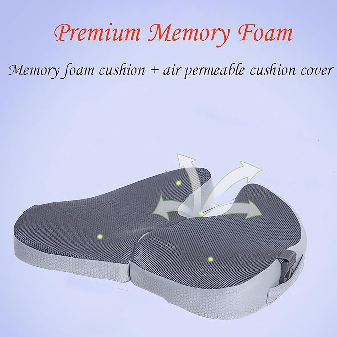 Small Travel Seat Cushion for Airplane,Portable Foldable Seat Cushion,Sciatica Pain Relief with Built-in Handles-Memory Foam Chair Cushions to Enhance Posture & Back Pain,for Car, Office, Gaming (