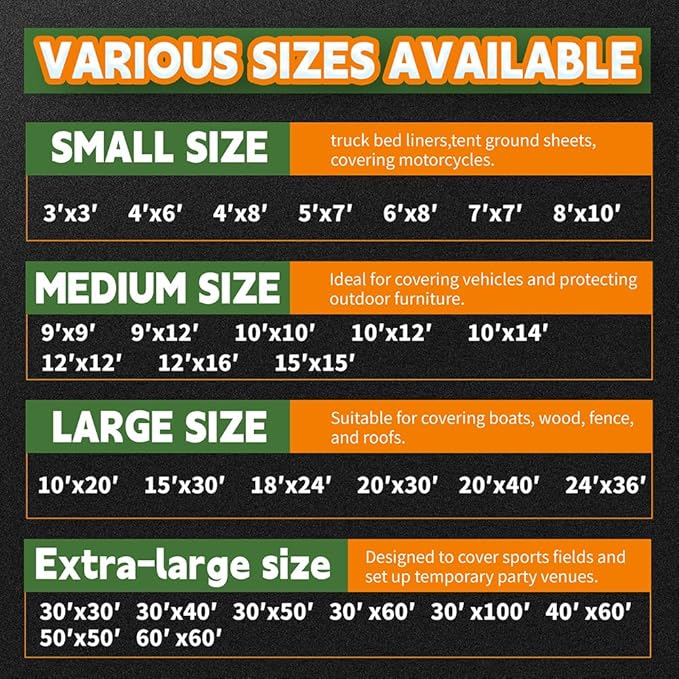 Tarps Heavy Duty Waterproof 24x36 Feet, 10Mil Multipurpose Large Tarp Cover with Metal Grommets and Reinforced Edges, Silver/Brown Tarp by RAINDEWAY