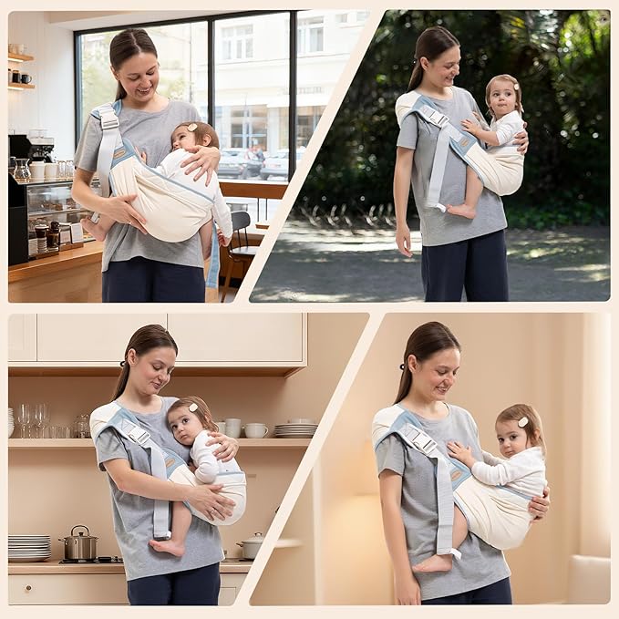Baby Carrier Newborn to Toddler, Baby Sling Carrier, Toddler Carrier 25-60 lbs with Adjustable Straps, Soft Padded Edges, Lightweight and Travel-Friendly Newborn Baby Carrier