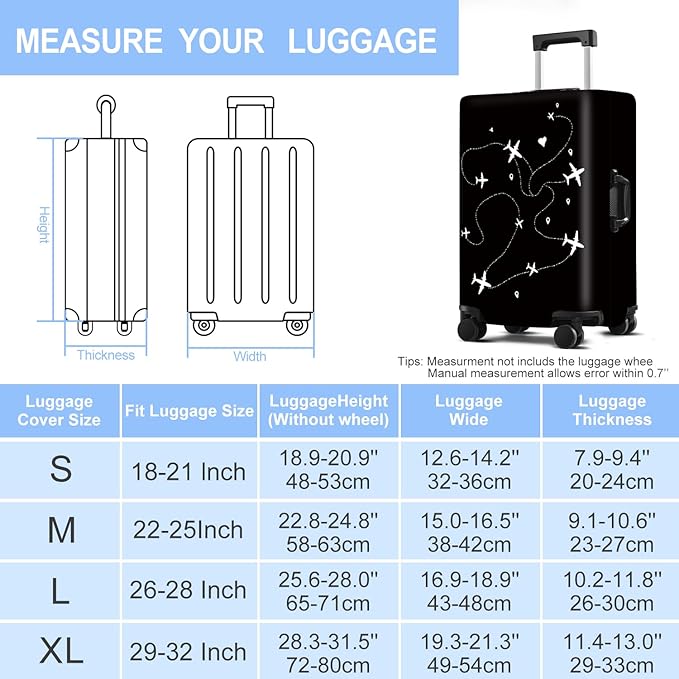 Luggage Cover Washable Suitcase Protector Anti-Scratch,Stretchable Fit for 20-34Inch Luggage Durable Travel Bag Cover with Zipper Closure (Airline, XL(fits 32-34Inch suitcase))