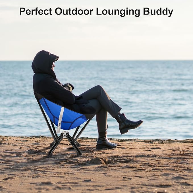 Camping Chairs for Adults - 600 LBS Capacity Rugged Outdoor Folding Chair, Compact Foldable Chair with Quick Setup & Carry Bag - Portable Camping Chair for Picnic, Fishing, Backyard - Blue