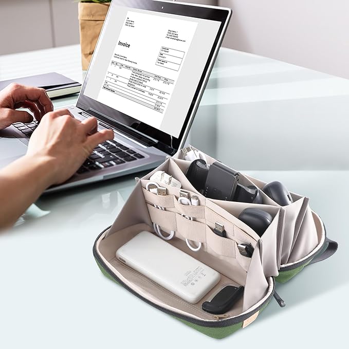 Electronic Organizer Travel Case Bag for Cables, Switch, SD card, Passport and More – Ultimate Protection & Portability Waterproof (Green)