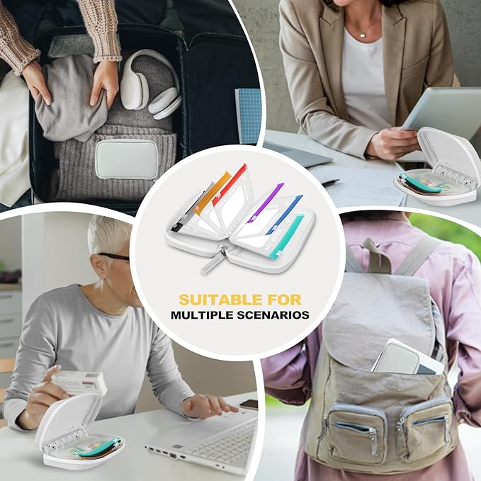 A7-L Water-Proof Pill Pouch Set, Large Pill Organizer, BPA Free, A7-L Pill Loose-Leaf Storage with Color-Coded Medicine Pouches, Reusable Travel Medicine Organizer, Zippered Pill Organizers Weekly