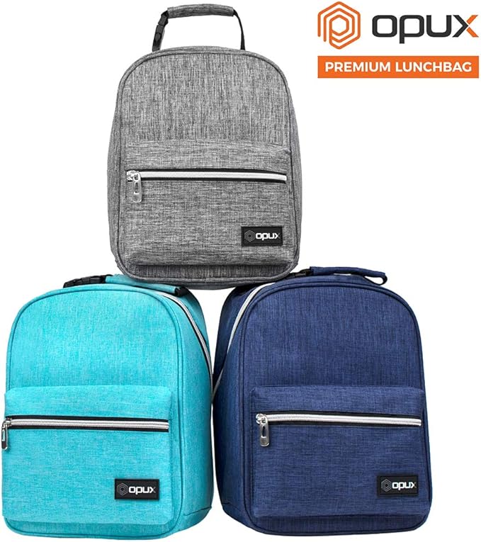 opux Lunch Box for Girls Boys Kids, Insulated Leakproof Lunch Bag, Reusable Teen Lunch Boxes for School, Medium Large lunchbox for Women Men Adult for Work with Front Back Pocket (Teal Blue)