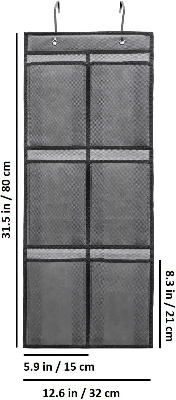 2 Packs Over The Door Hanging Closet Shoes Holder Organizer Shoe Storage Shoe Rack with 6 Pockets (Fabric Pockets)