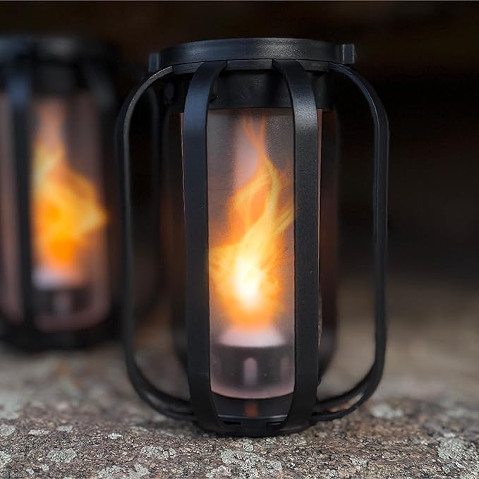 Modern Solar Lanterns Outdoor Waterproof - Patented Flickering LED Flame Effect, IP65 Waterproof, Matte Black Finish, Hanging Solar Lights for Outside for Patio, Garden, Porch, Outdoor Decor (1 Pack)