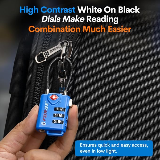 Bright Colors, TSA Approved Luggage Locks 4 Pack, Re-settable Combination with Alloy Body, Blue 4 Locks.
