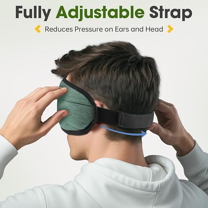Sleep Headphones with Bluetooth 5.4 Sleep Mask, Bamboo Cotton Music Wireless Bluetooth Eye Mask for Sleeping, Earphones HD Speaker Microphone for Travel, Gifts for Men Women, Green