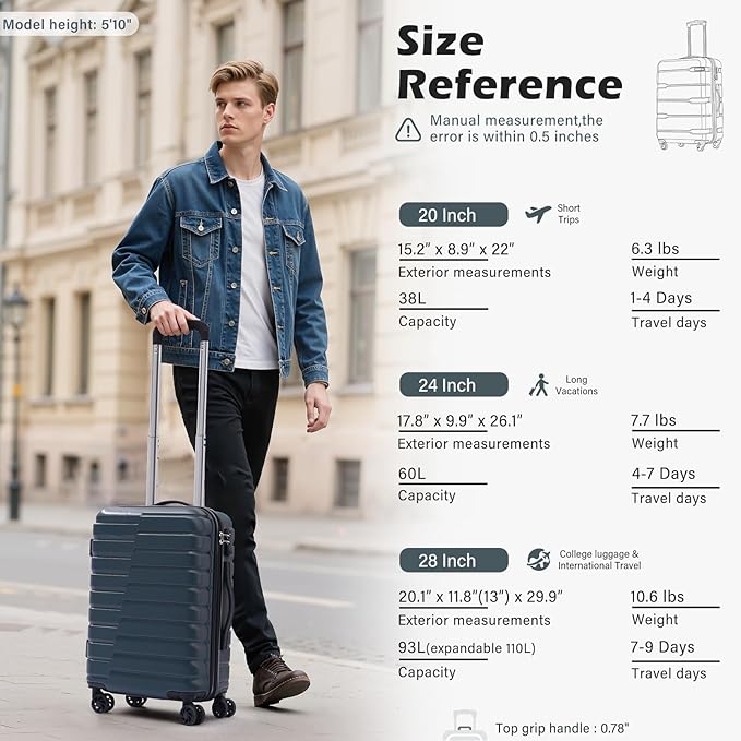 Coolife 20-Inch Small Carry on Hardside PC+ABS Spinner TSA Lock Telescopic Luggage Handle(20in-brown)