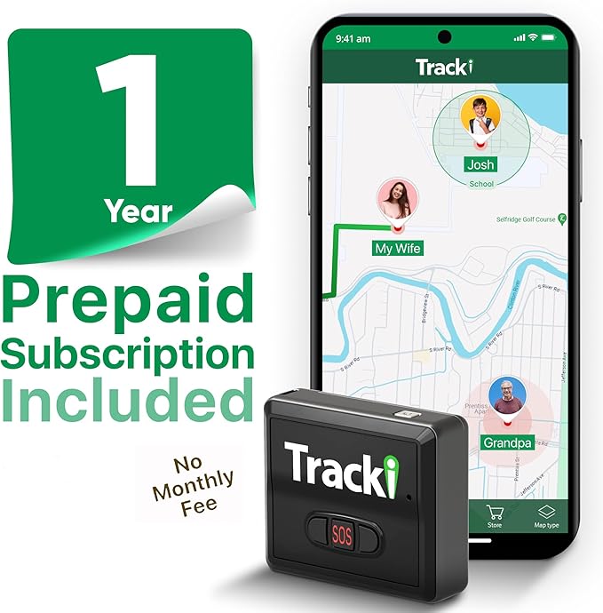 Tracki GPS Tracker for Vehicles, Car, Kids. Subscription Needed. US-Made Tech. 4G LTE GPS Tracking Device. Unlimited Distance, US & Worldwide. Small (Tracker) (Tracker 1 Year Subscription Incl.)
