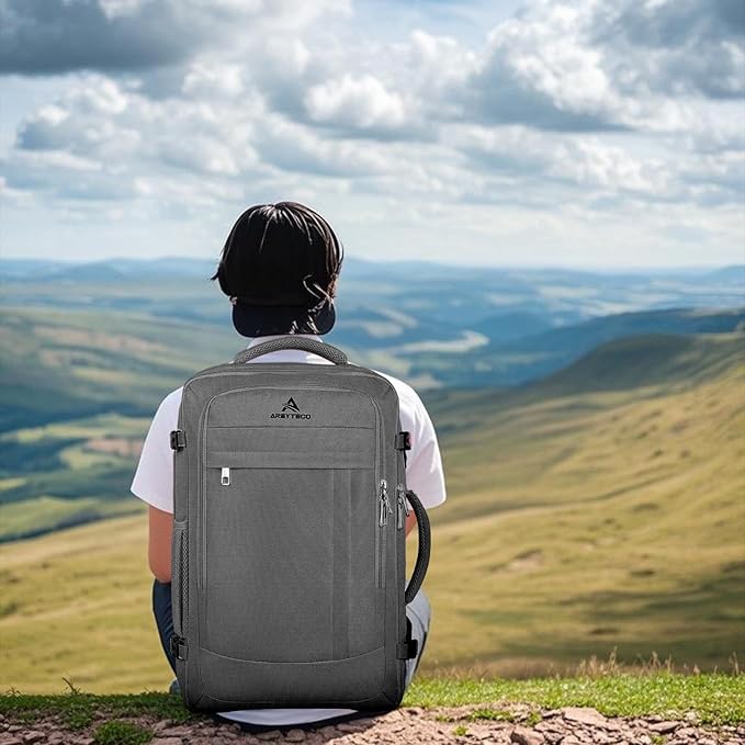 Carry On Backpack, 50L Extra Travel Laptop Backpack for Men Women, Big Bag Business Travel Essentials Gifts for men, 17 Inch Laptop Backpack Computer Bag Gifts for Him Men, Grey