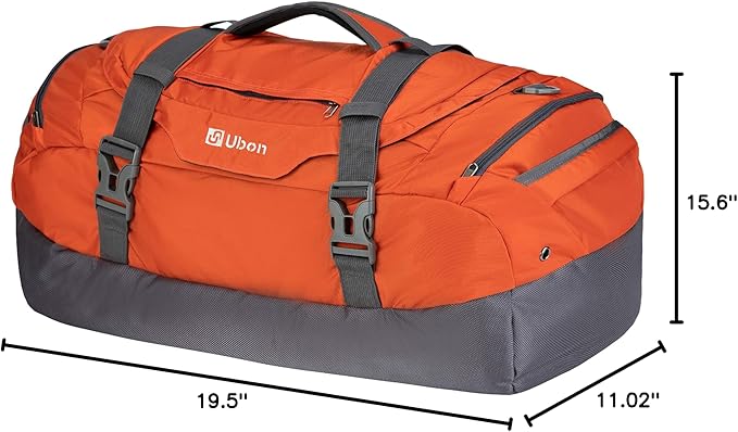 Ubon Large Duffel Bag Weekender Bags with Shoe Compartments 4-Way Sports Gym Backpack with Padded Straps Camping Traveling Duffle Bag