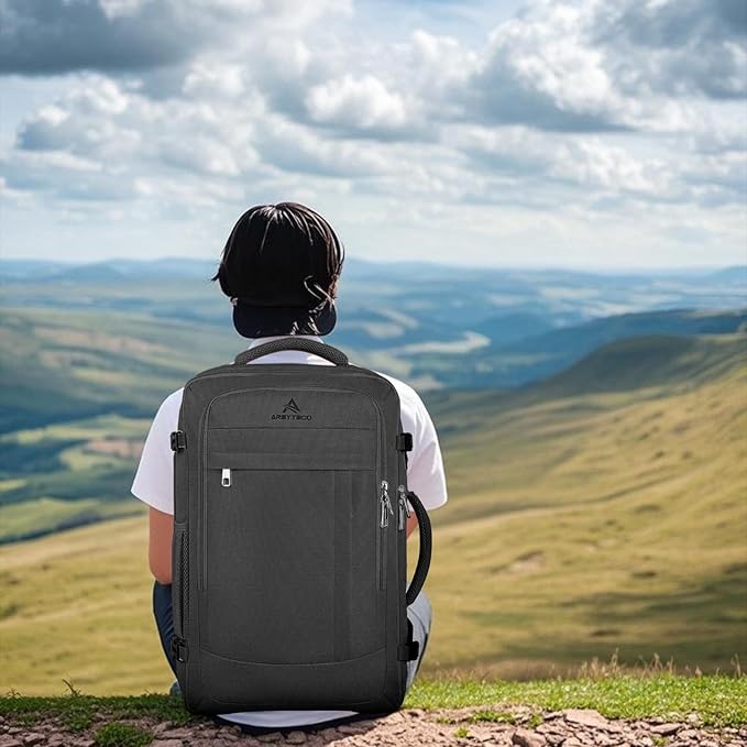Travel Backpack, 50L Expandable Extra Large Laptop Backpack, Carry On Backpack Water Resistant Business Suitcase Daypack Bag Fits 17 Inch Laptops, Travel Gifts for Men Women, Black