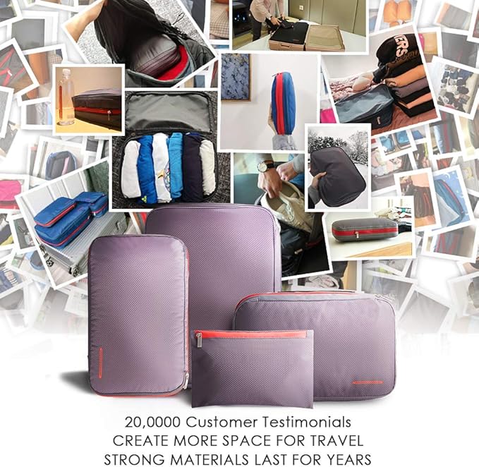 Bee Nesting Waterproof Compression Packing Cubes,Travel Packing organizers for Carry on Luggage,Backpacking, Suitcases