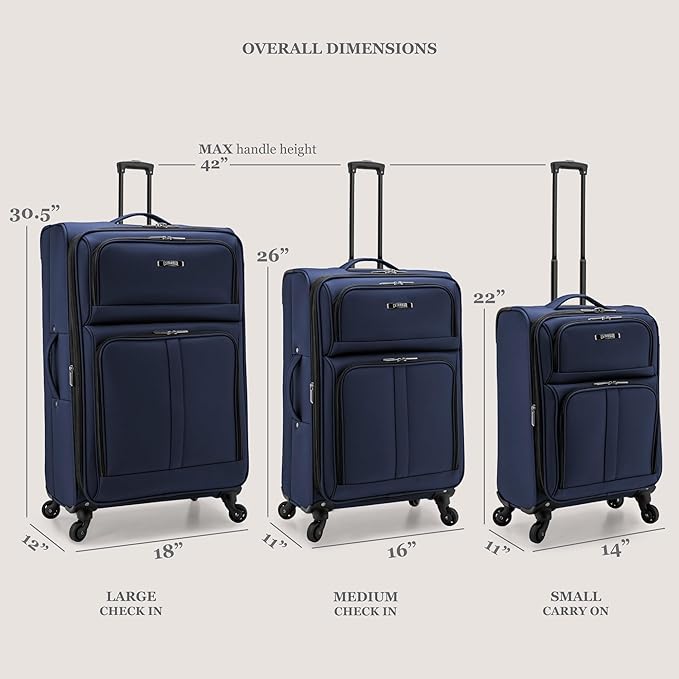 U.S. Traveler Anzio Softside Expandable Spinner Luggage, Dark Grey, Checked-Large 30-Inch
