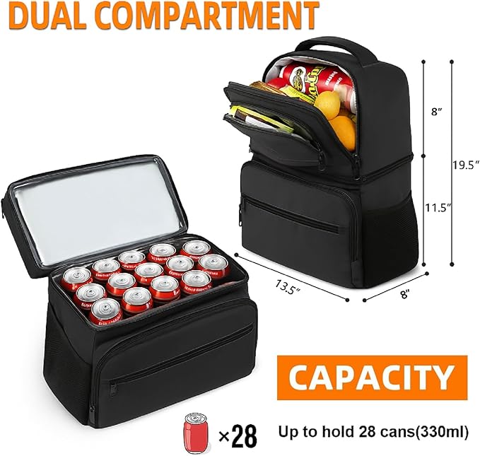 MATEIN Cooler Backpack, 26 Cans Insulated Lunch Backpack for Men Women, Leakproof Double Layer Lunch Cooler Bag Lightweight Soft Lunch Backpack with Cooler Compartment, Beach Camping Hiking Beer Gifts