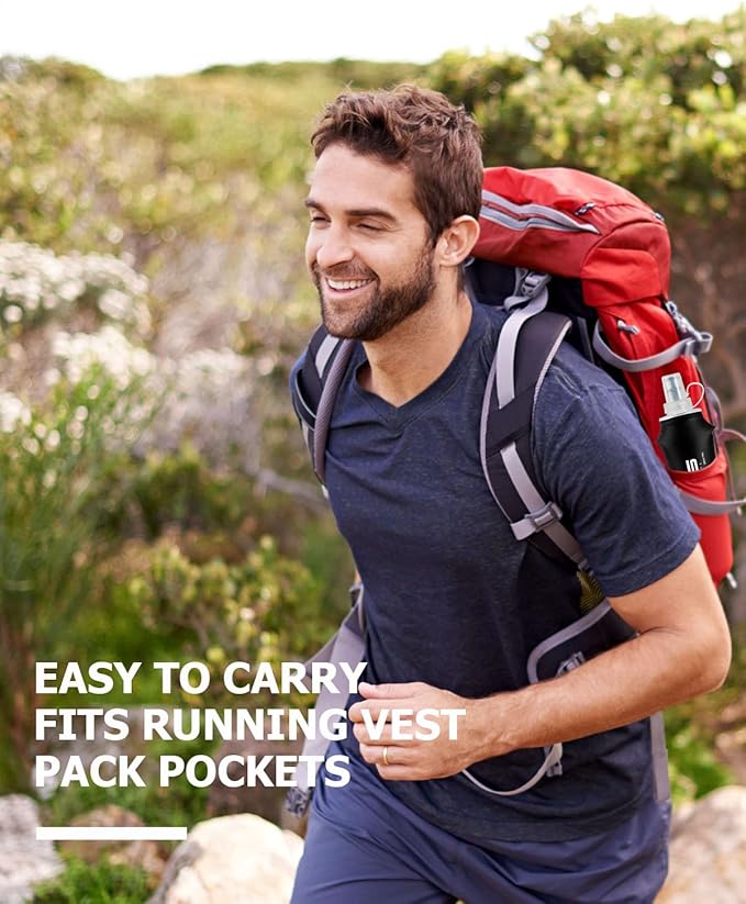 Folding Soft Flask Portable Collapsible Running Lightweight Water Bottle for Outdoor Sports,Travel with Mouthpeice Cover