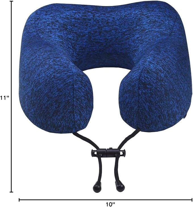 napfun Neck Pillow for Traveling, Upgraded Travel Neck Pillow for Airplane 100% Pure Memory Foam Travel Pillow for Flight Headrest Sleep, Portable Plane Accessories, Full Dark Blue, Medium (120-200LB)
