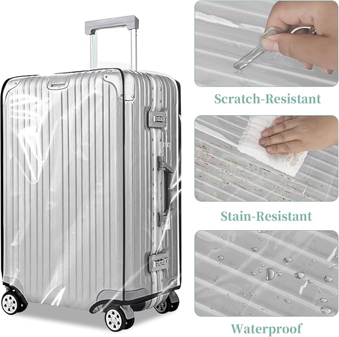 Clear PVC Luggage Cover, Waterproof Dustproof Anti-Scratch Suitcase Protector, Fits Wheeled Suitcases 18" 22" 24" 26" 28" 30" - Thicken Baggage Cover Case(20")