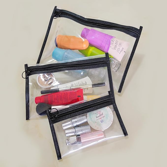 Clear Makeup Bags,small makeup bag,3pcs Makeup bag Hanging Pouches,mesh zipper pouch bags,purse organizer for Daily or Travel to Keep Small Items(Clear set)