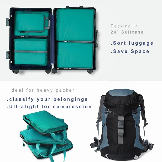 BAGAIL 6 Set Ultralight Compression Packing Cubes Packing Organizer for Travel Accessories Luggage Suitcase Backpack
