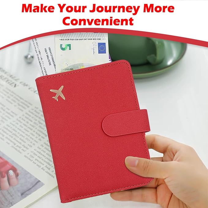 Melsbrinna Rfid Passport Holder for Travel women/Men, Cute Passport Wallet Rfid Blocking Card Slots, Rfid Passport Cover/CaseTravel Wallet, Passport Book Holder (1, Red4)