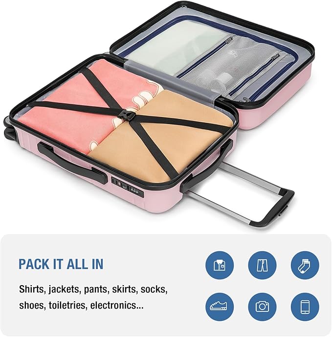 KYME Carry On Luggage 22x14x9 Airline Approved with TSA Lock Hard Shell Carry On Suitcase Lightweight Suitcases with Wheels Small Luggage for Men Women,Carry-On 20 Inch,Pink