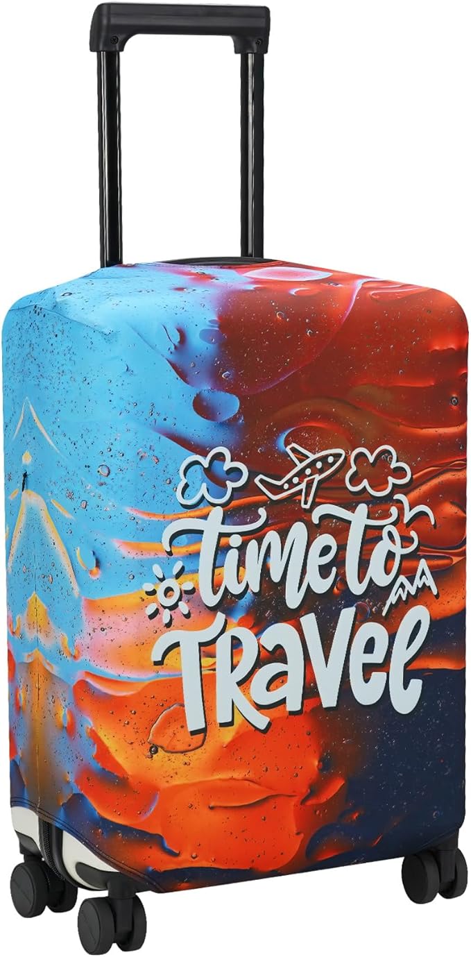 Explore Land Luggage Cover Suitcase Protector Fits 31-32 Inch Case (Time to Travel, XL)
