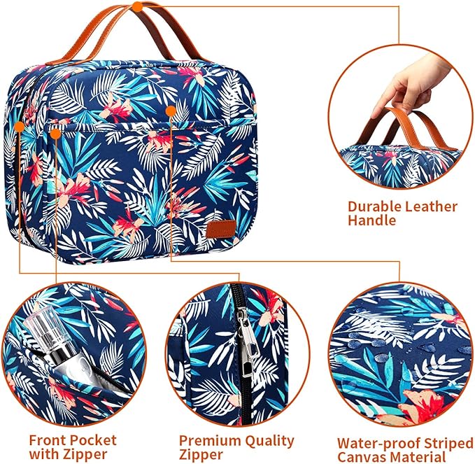 Hanging Travel Toiletry Bag,Large Capacity Cosmetic Travel Toiletry Organizer for Women with 4 Compartments & 1 Sturdy Hook,Perfect for Travel/Daily Use/Christmas
