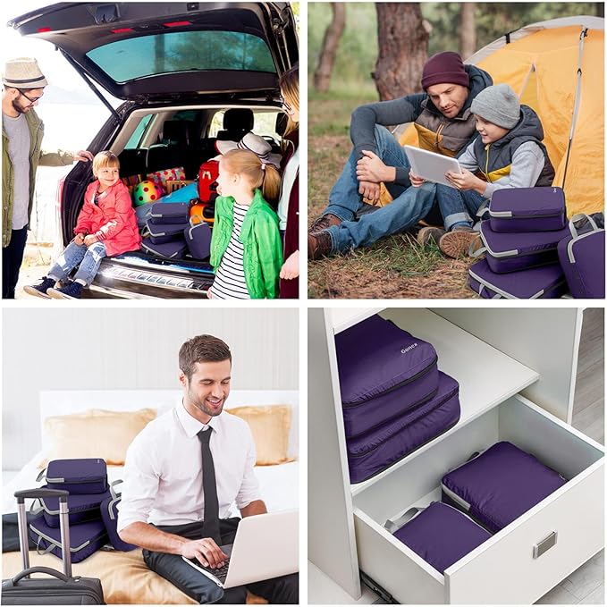 Gonex Compression Packing Cubes, 3pcs/4pcs Expandable Storage Travel Luggage Bags Organizers
