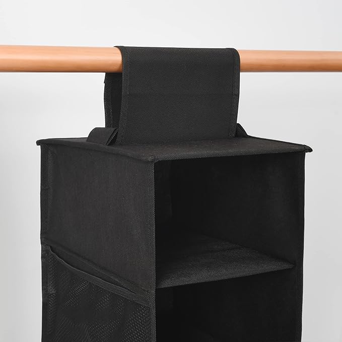 Hanging Shoe Organizer for Closet with Side Mesh Pockets,Hat Racks for Baseball Caps,Shoe and Hat Holder & Storage,8-Shelf,Black,1 Pack