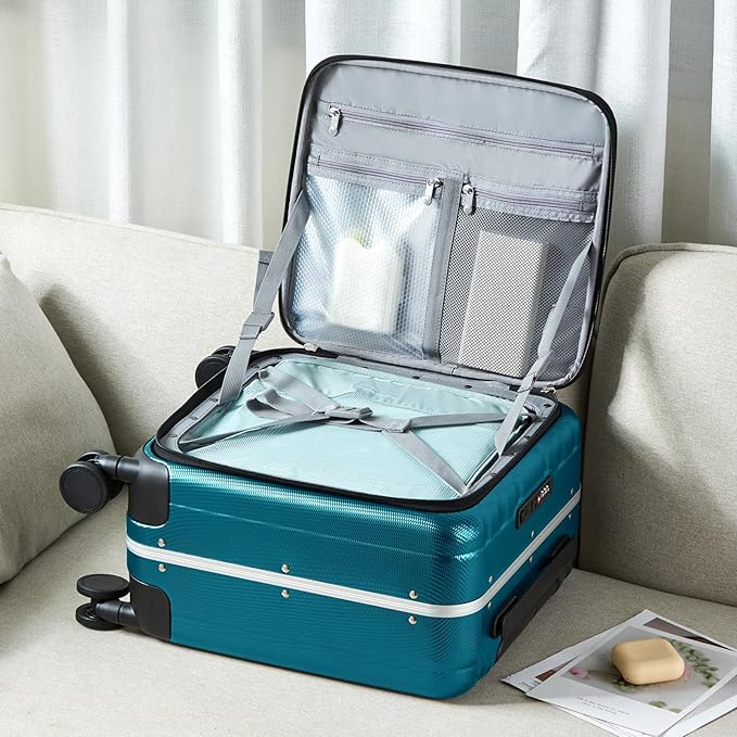 Hanke 16 Inch Underseat Carry On Luggage with Wheels,Small Hard Shell Suitcases for Weekender,Top Opening Tsa Approved Lightweight Travel Luggage Suitcase Christmas Gifts for Birthday,Caribbean Blue.
