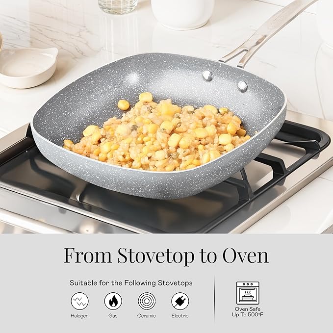 Granitestone 20 Pc Ceramic Cookware Set Nonstick, Complete Pots and Pans Set Non Stick for Kitchen with Bakeware, Cooking Utensils & Steamer, Non Toxic Made Without PFOA PFOS, Oven & Dishwasher Safe