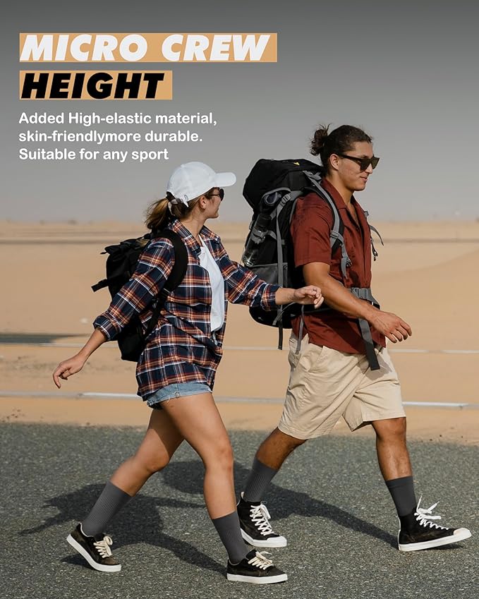 PAPLUS 3 Pairs Running Compression Socks for Men & Women, Atheltic Crew Socks with Cushion, Arch Support for Hiking, Cycling