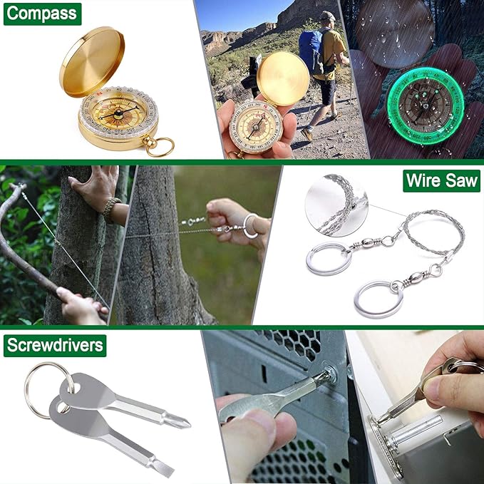 Survival Kit 35 in 1, First Aid Kit, Survival Gear, Survival Tool Gifts for Men Boyfriend Him Husband Christmas Camping, Hiking, Hunting, Fishing