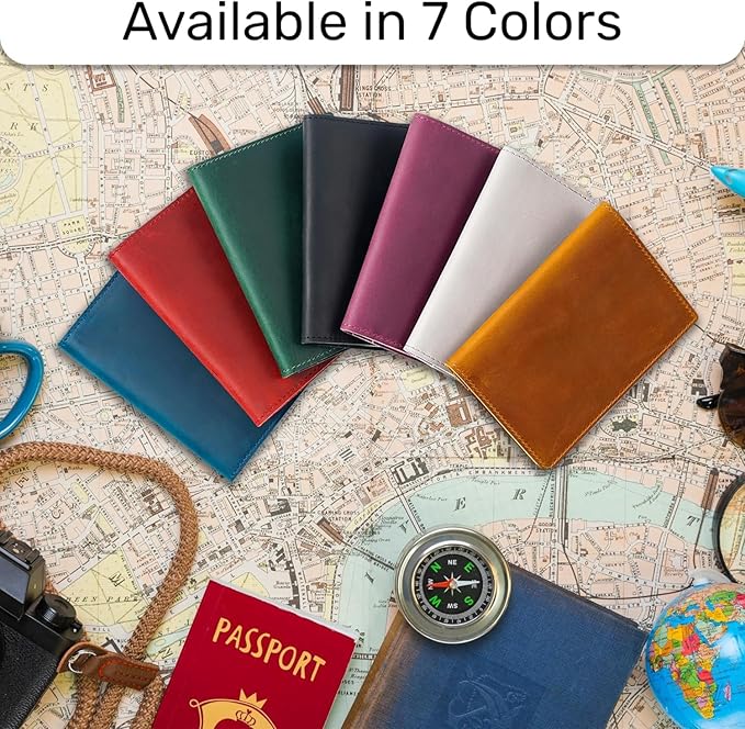 HIFA Personalized Leather Passport Holder, Handmade Passport Cover with Card and Ticket Slot - Genuine Leather, Elegant Design, Easy Access - Passport Case, Passport Wallet, Passport Holder