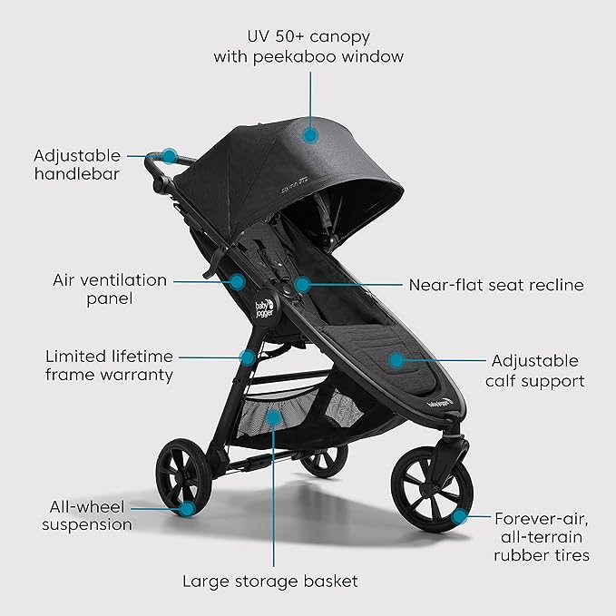 Baby Jogger City Mini GT2 All-Terrain Travel System Includes City GO 2 Infant Car Seat Opulent Black