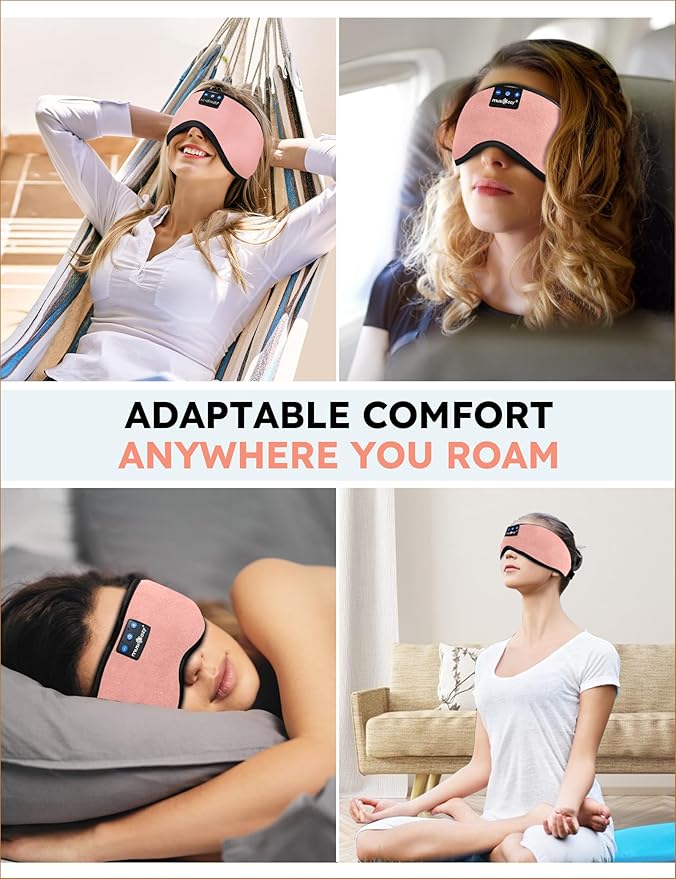 MUSICOZY Sleep Headphones Bluetooth 5.4 Headband Sleeping Eye Mask for Mom Women Men Wireless Music Earbuds Earphones for Side Sleepers Built-in HD Speakers Cool Gadgets Unique Gifts