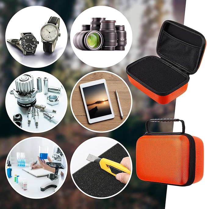 EVA Hard Case with Customizable Foam Protective EVA Carrying Case Shockproof Outdoor for Camera, Digital Products, Electronic Instruments with Knife(Orange,11 x 7.8 x 4.3 Inch)
